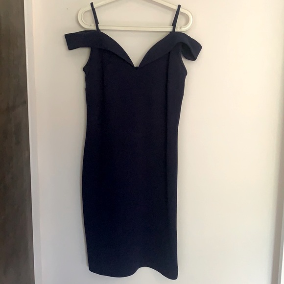 ASOS | Navy blue off the shoulder dress - Picture 3 of 5